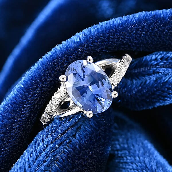 Certified Rhapsody 950 Platinum AAAA Royal Ceylon Sapphire And E-F VS Diamond Ring 6.50 Grams 1.40 Ctw