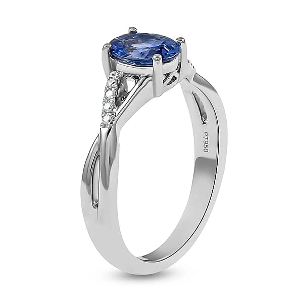Certified Rhapsody 950 Platinum AAAA Royal Ceylon Sapphire And E-F VS Diamond Ring 6.50 Grams 1.40 Ctw