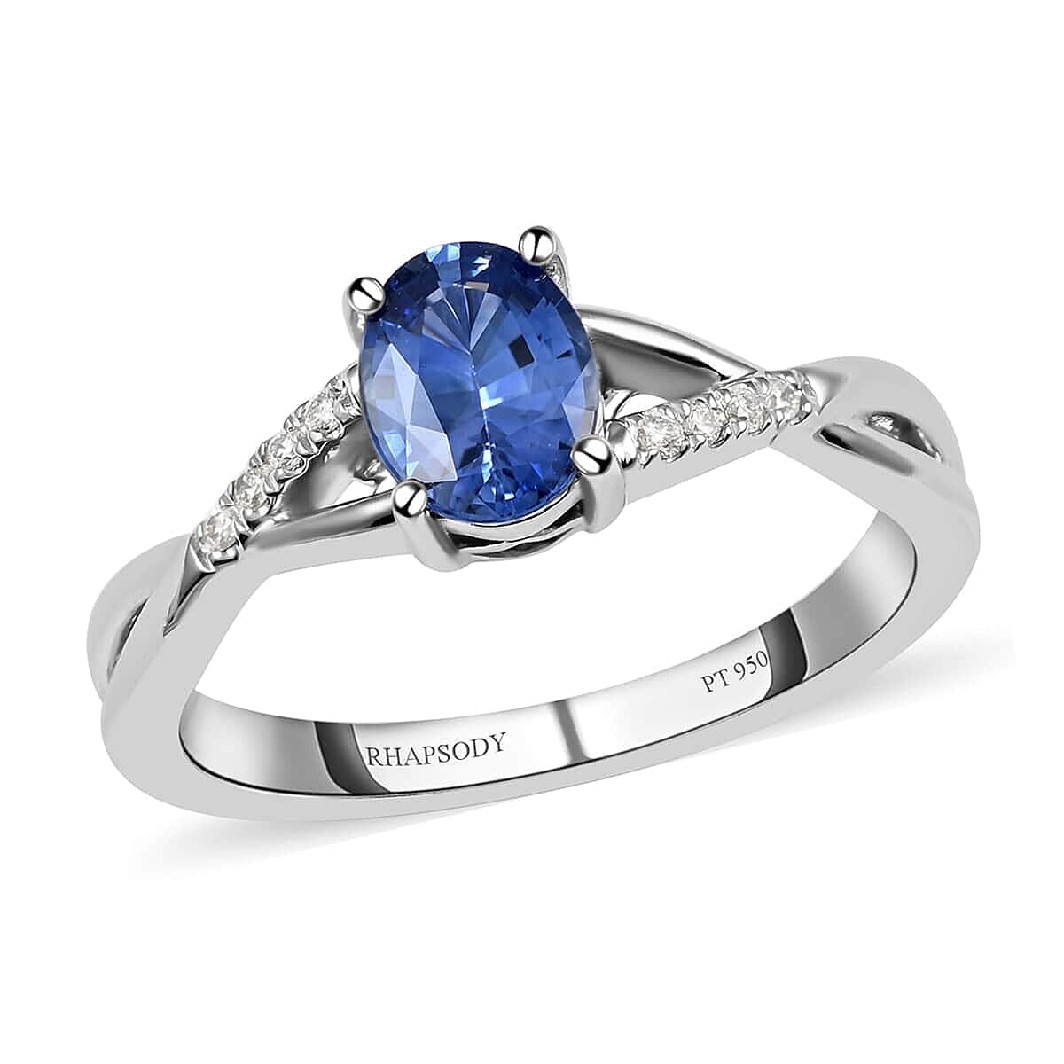 Certified Rhapsody 950 Platinum AAAA Royal Ceylon Sapphire And E-F VS Diamond Ring 6.50 Grams 1.40 Ctw