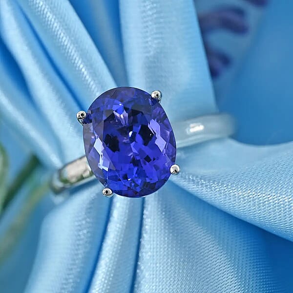 Certified Rhapsody 950 Platinum AAAA Tanzanite And E-F VS Diamond Ring 6.10 Grams 4.25 Ctw