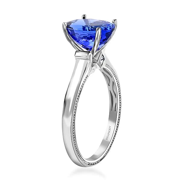 Certified Rhapsody 950 Platinum AAAA Tanzanite And E-F VS Diamond Ring 6.10 Grams 4.25 Ctw