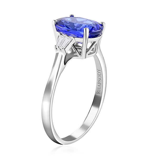 Certified Rhapsody 950 Platinum AAAA Tanzanite And E-F VS Diamond Ring 4.65 Grams 3.50 Ctw