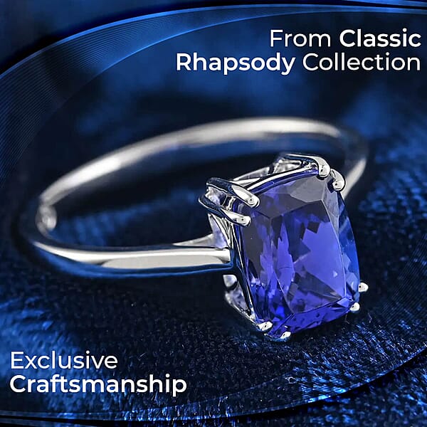 Certified Rhapsody 950 Platinum AAAA Tanzanite And E-F VS Diamond Ring Promise Rings 4.65 Grams 2.50 Ctw