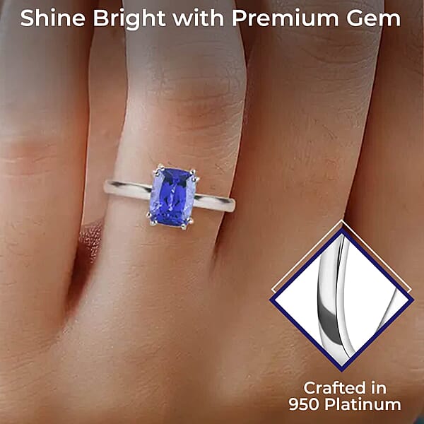 Certified Rhapsody 950 Platinum AAAA Tanzanite And E-F VS Diamond Ring Promise Rings 4.65 Grams 2.50 Ctw