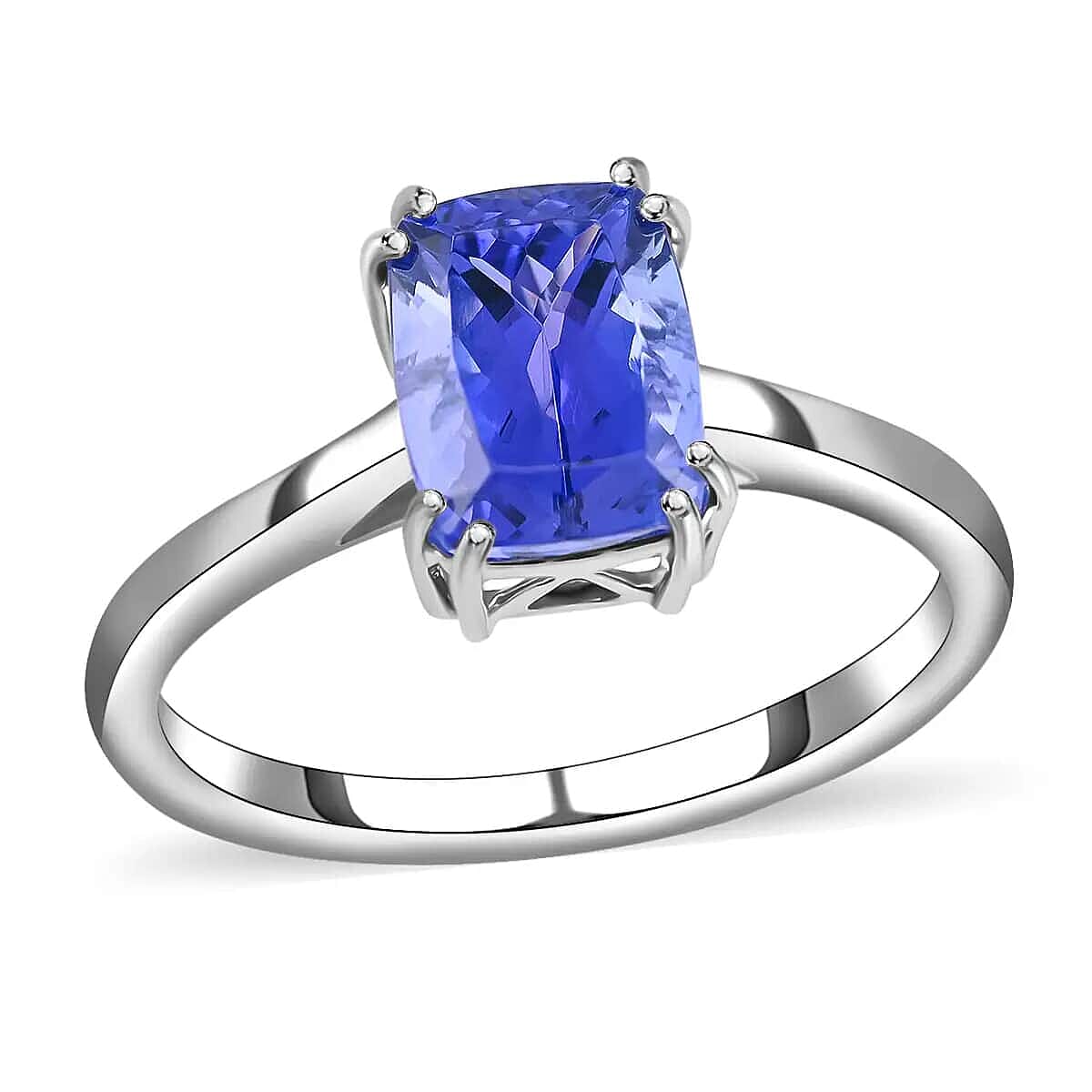 Certified Rhapsody 950 Platinum AAAA Tanzanite and E-F VS Diamond Ring Promise Rings 4.65 Grams 2.50 ctw