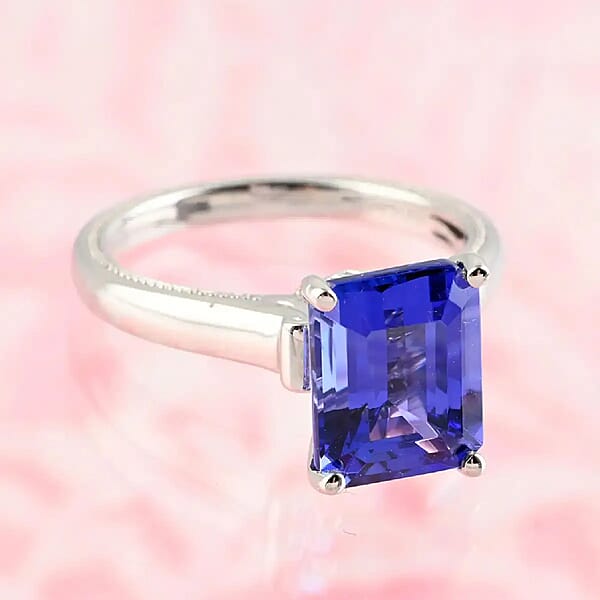 Certified Rhapsody 950 Platinum AAAA Tanzanite And E-F VS Diamond Ring 6 Grams 4.25 Ctw