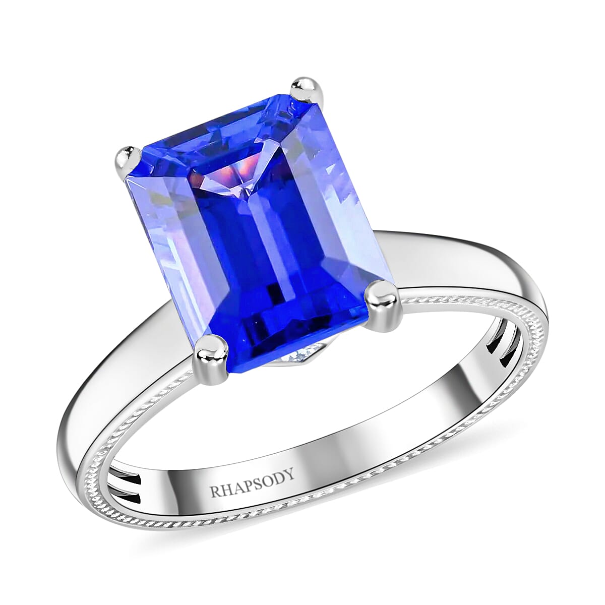 Certified Rhapsody 950 Platinum AAAA Tanzanite and E-F VS Diamond Ring 6 Grams 4.25 ctw