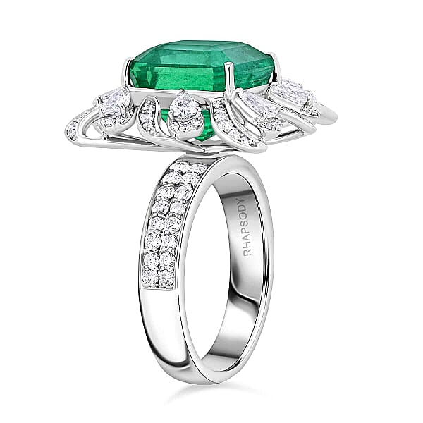 Certified Rhapsody AAAA Ethiopian Emerald Diamond Ring In 950 Platinum 9.30 Ctw