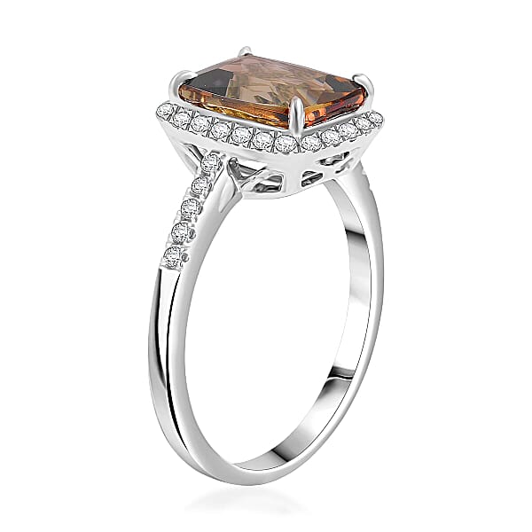 Certified Rhapsody AAAA Jenipapo Andalusite Diamond (E-F VS) Ring In 950 Platinum 3.65 Ctw