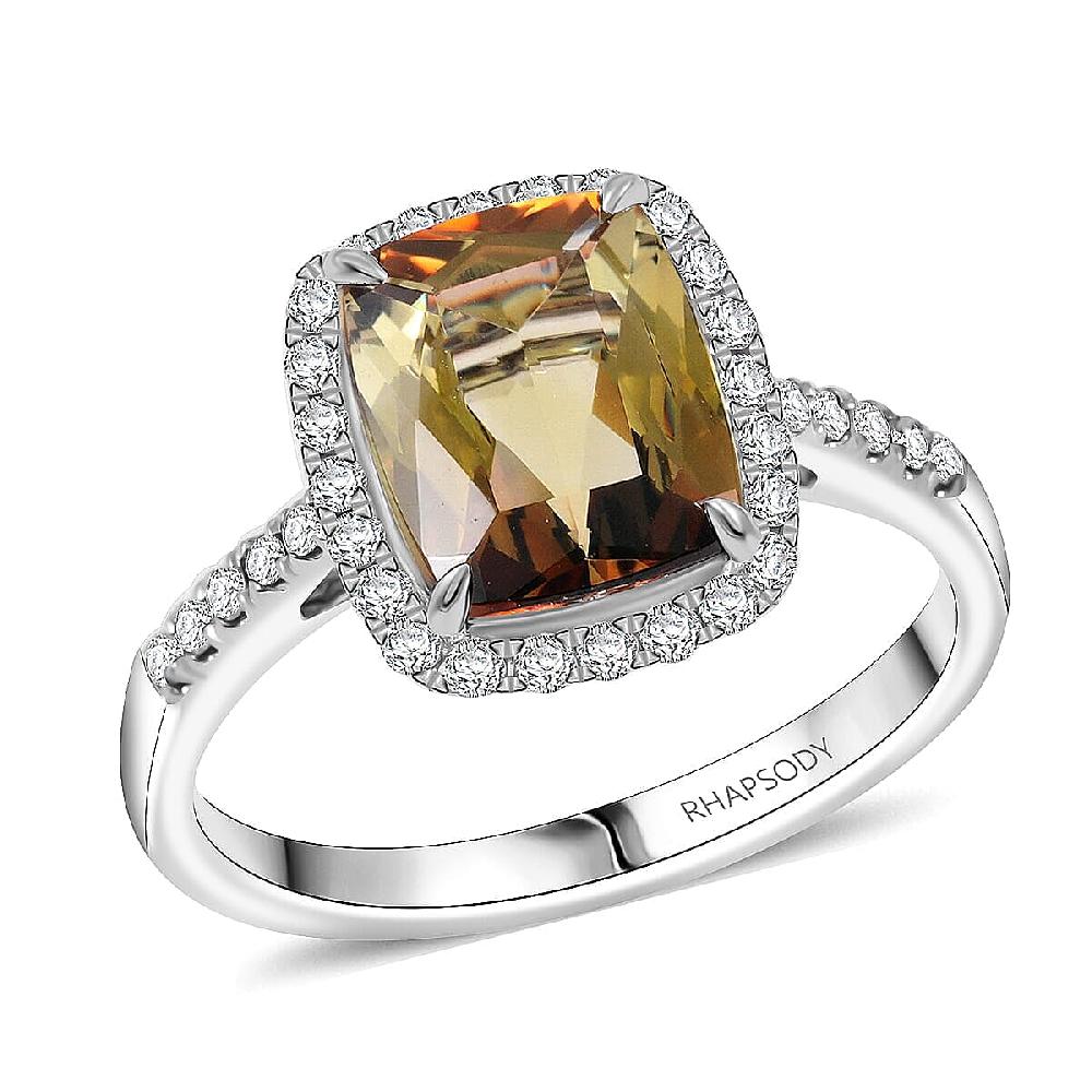 Certified Rhapsody AAAA Jenipapo Andalusite Diamond (E-F VS) Ring in 950 Platinum 3.65 ctw