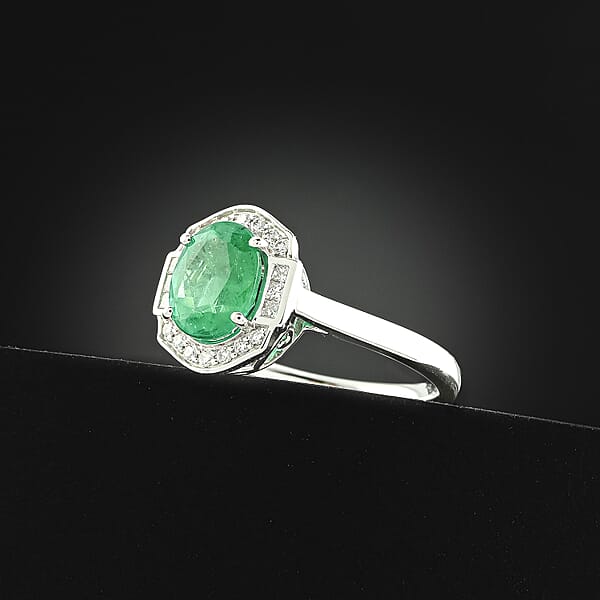 Certified Rhapsody AAAA Kagem Zambian Emerald Diamond Ring In 950 Platinum 2.05 Ctw