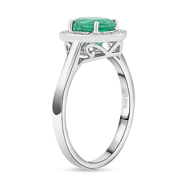Certified Rhapsody AAAA Kagem Zambian Emerald Diamond Ring In 950 Platinum 2.05 Ctw