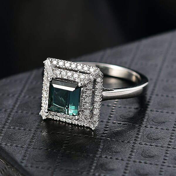 Certified Rhapsody AAAA Lagoon Tourmaline Diamond Ring In 950 Platinum 1.50 Ctw