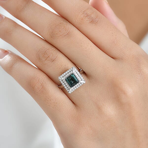 Certified Rhapsody AAAA Lagoon Tourmaline Diamond Ring In 950 Platinum 1.50 Ctw