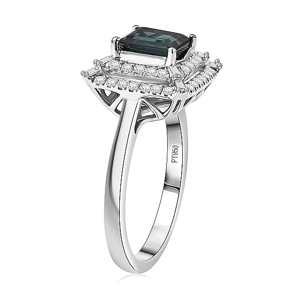 Certified Rhapsody AAAA Lagoon Tourmaline Diamond Ring In 950 Platinum 1.50 Ctw