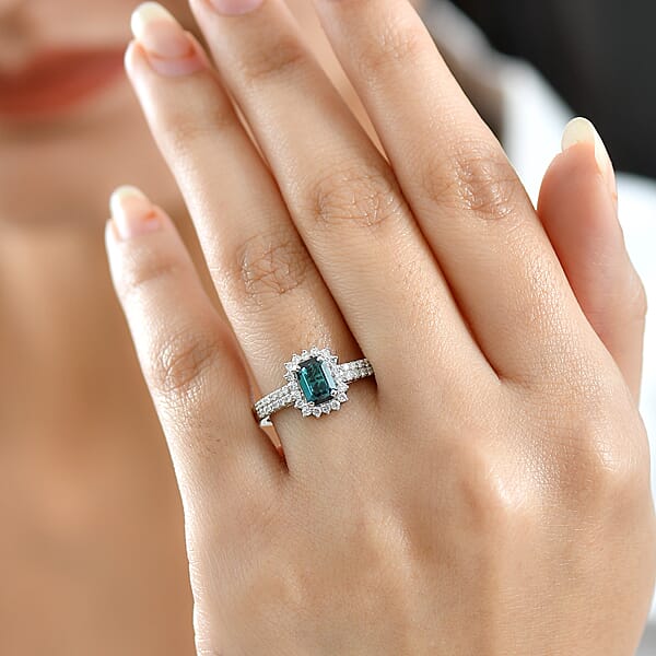 Certified Rhapsody AAAA Monte Belo Indicolite Diamond Ring In 950 Platinum 1.55 Ctw