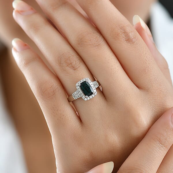 Certified Rhapsody AAAA Monte Belo Indicolite Diamond Ring In 950 Platinum 1.65 Ctw