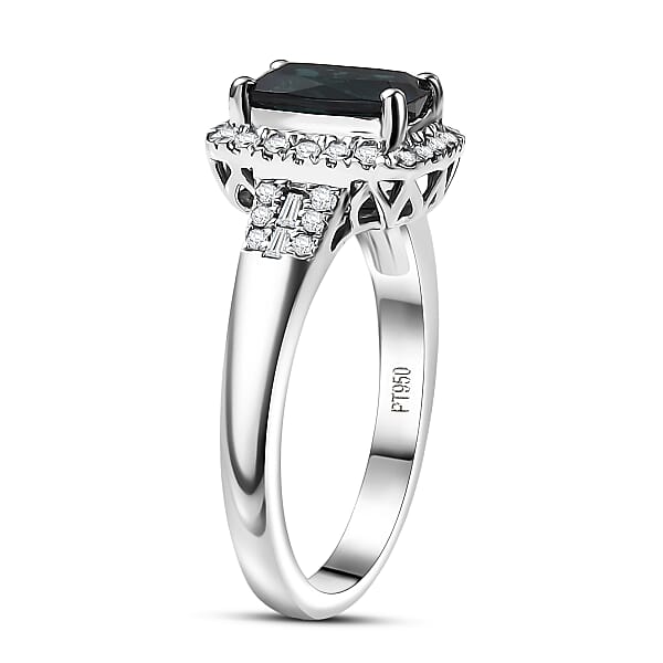 Certified Rhapsody AAAA Monte Belo Indicolite Diamond Ring In 950 Platinum 1.65 Ctw