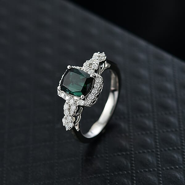 Certified Rhapsody AAAA Monte Belo Indicolite Diamond Ring In 950 Platinum 2.01 Ctw