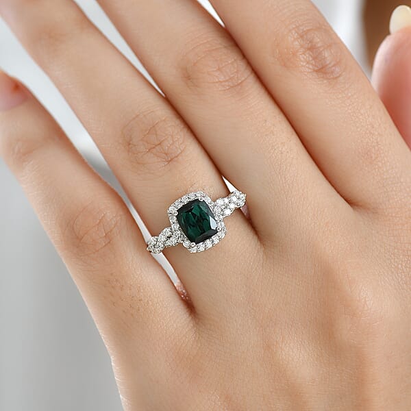 Certified Rhapsody AAAA Monte Belo Indicolite Diamond Ring In 950 Platinum 2.01 Ctw