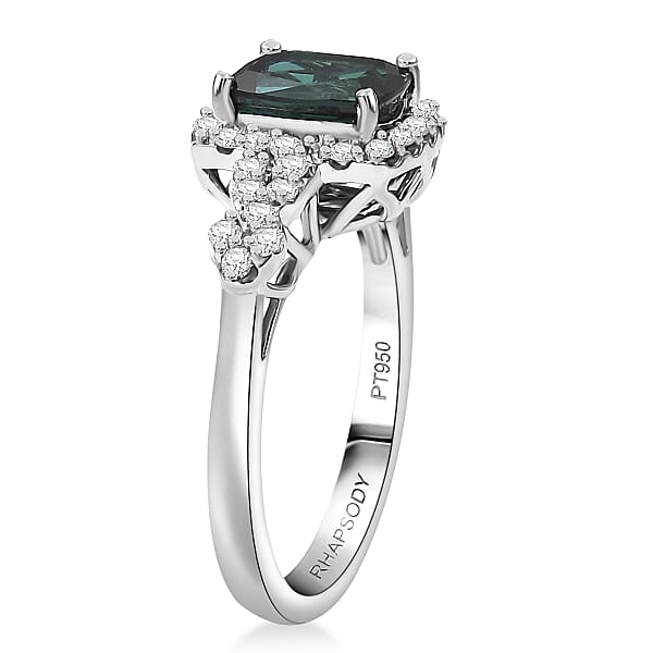 Certified Rhapsody AAAA Monte Belo Indicolite Diamond Ring In 950 Platinum 2.01 Ctw
