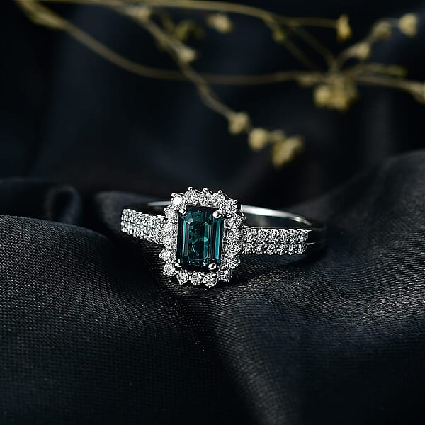 Certified Rhapsody AAAA Monte Belo Indicolite Diamond Ring In 950 Platinum 1.55 Ctw