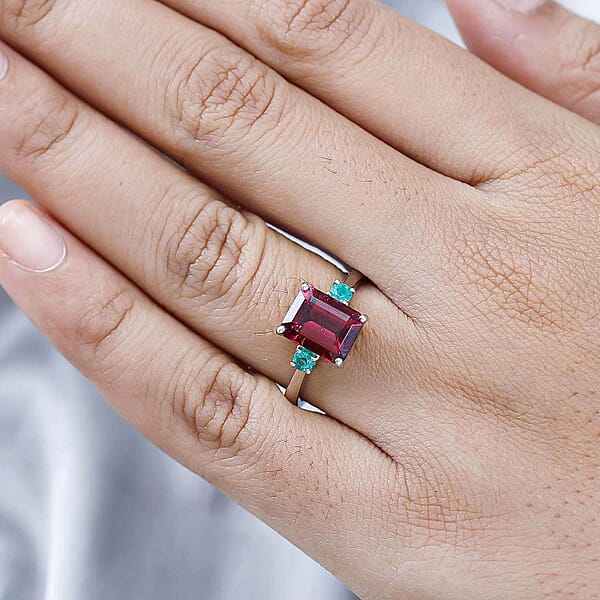 Certified Rhapsody AAAA Ouro Fino Rubellite AAAA Boyaca Colombian Emerald Ring In 950 Platinum 2.50 Ctw