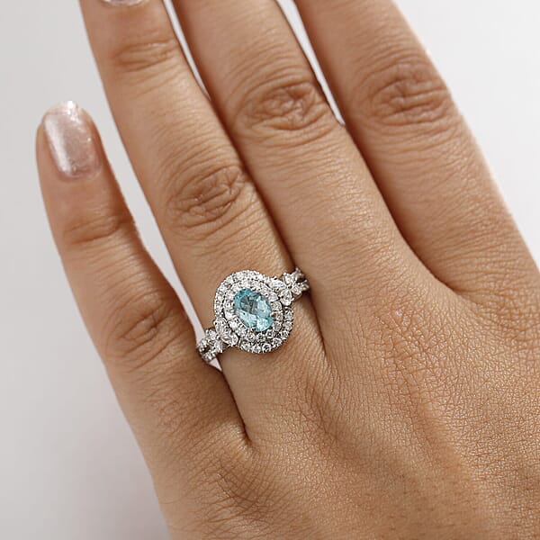Certified Rhapsody AAAA Paraiba Tourmaline Diamond Ring In 950 Platinum 2.00 Ctw With Free Paraiba Book