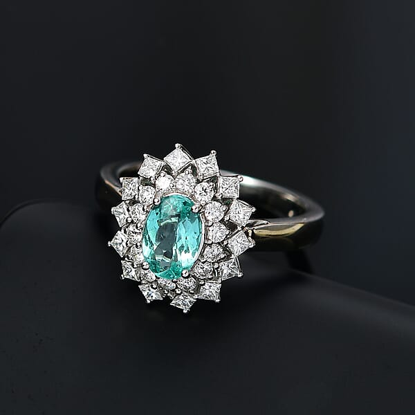 Certified Rhapsody AAAA Paraiba Tourmaline Diamond Ring In 950 Platinum 2.00 Ctw With Free Paraiba Book