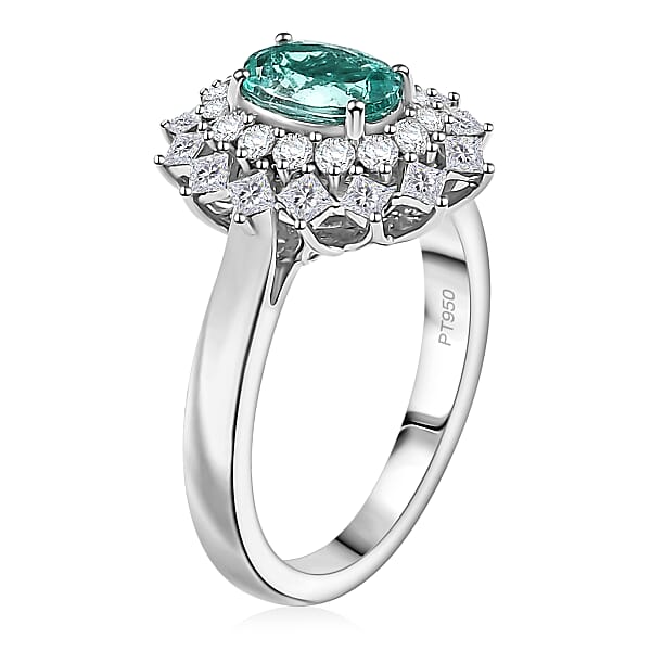 Certified Rhapsody AAAA Paraiba Tourmaline Diamond Ring In 950 Platinum 2.00 Ctw With Free Paraiba Book
