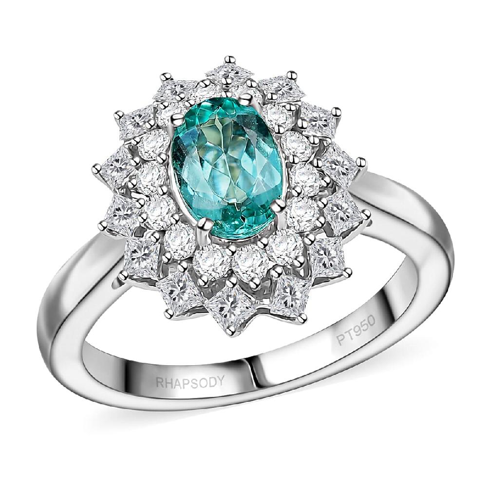 Certified Rhapsody AAAA Paraiba Tourmaline Diamond Ring in 950 Platinum 2.00 ctw With Free Paraiba Book