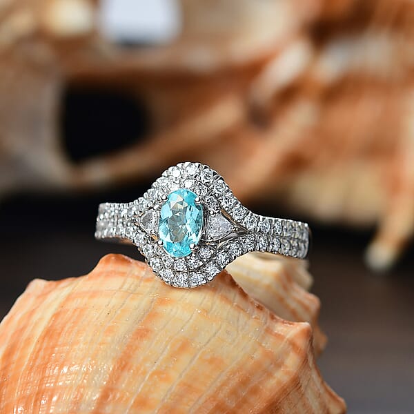 Certified Rhapsody AAAA Paraiba Tourmaline Diamond Ring In 950 Platinum 2.00 Ctw With Free Paraiba Book