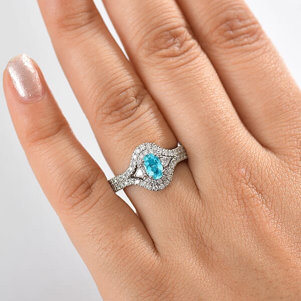 Certified Rhapsody AAAA Paraiba Tourmaline Diamond Ring In 950 Platinum 2.00 Ctw With Free Paraiba Book