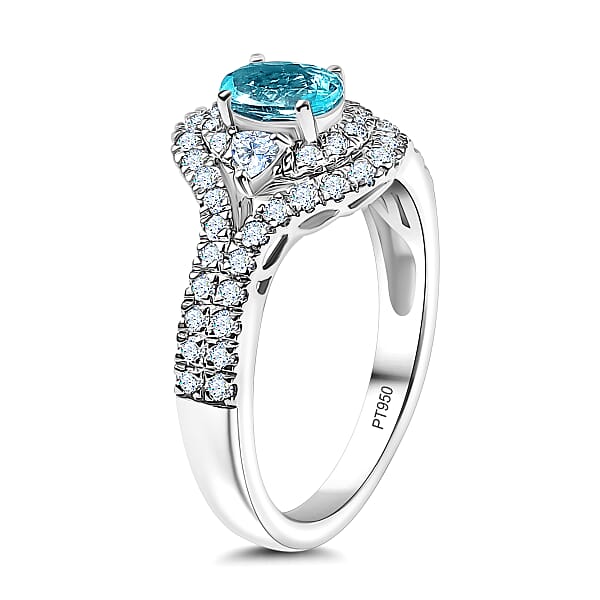 Certified Rhapsody AAAA Paraiba Tourmaline Diamond Ring In 950 Platinum 2.00 Ctw With Free Paraiba Book
