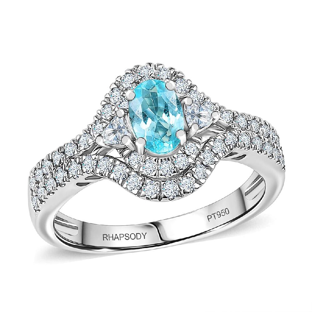 Certified Rhapsody AAAA Paraiba Tourmaline Diamond Ring in 950 Platinum 2.00 ctw With Free Paraiba Book