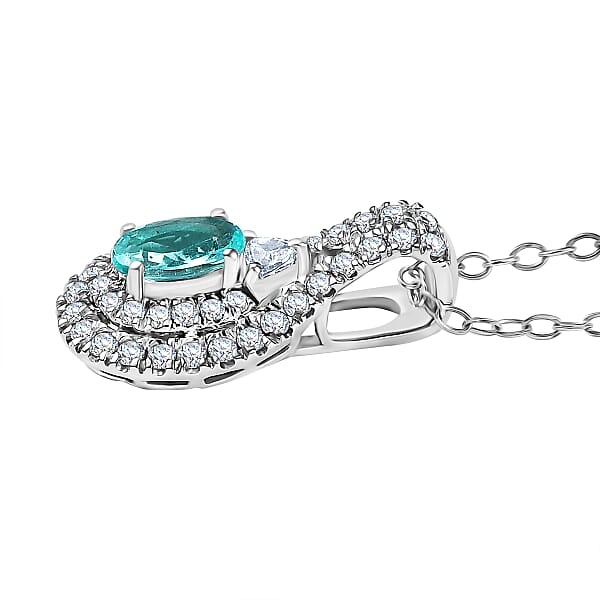 Certified Rhapsody AAAA Paraiba Tourmaline Diamond Pendant Necklace In 950 Platinum 1.15 Ctw (20 Inches) With Free Paraiba Book