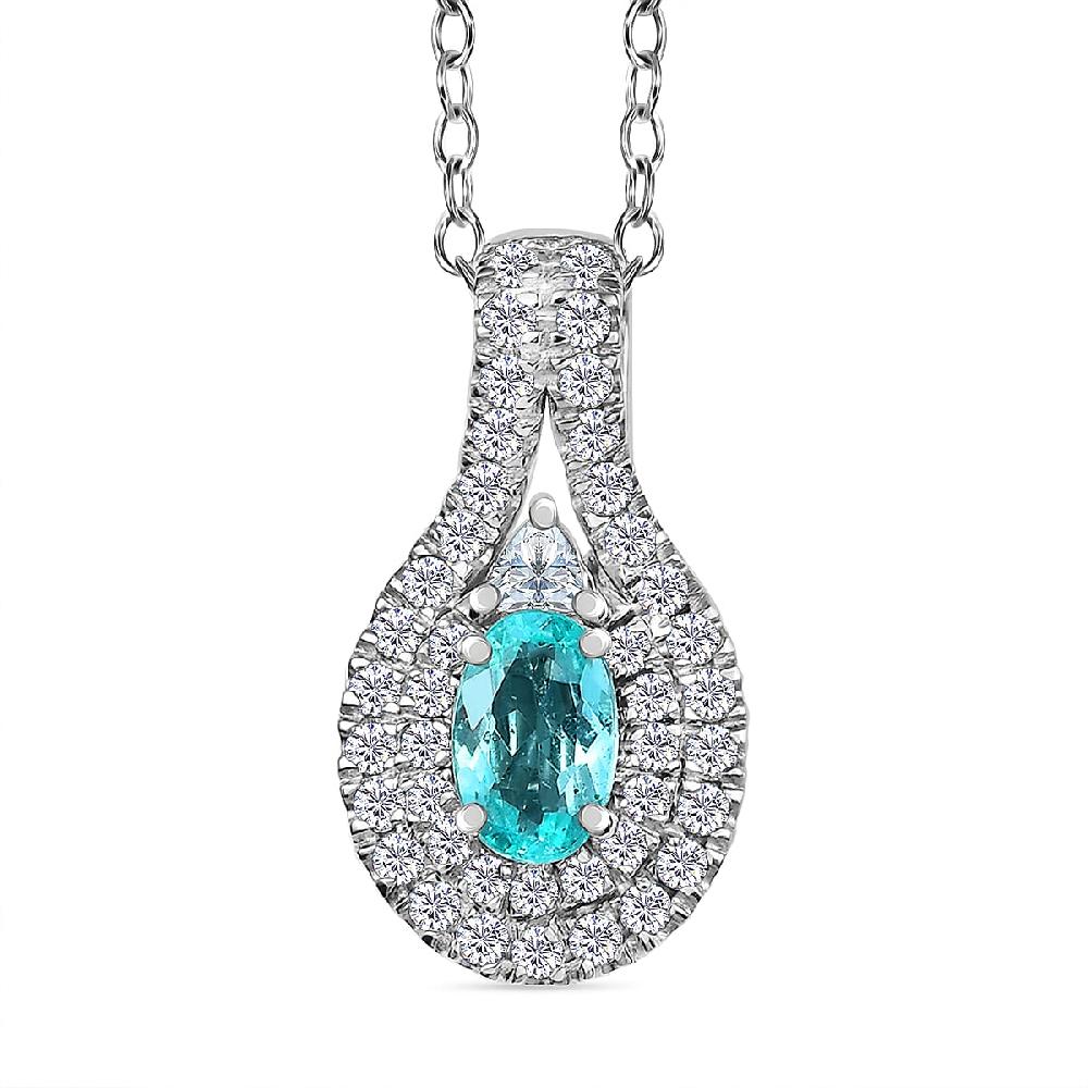 Certified Rhapsody AAAA Paraiba Tourmaline Diamond Pendant Necklace in 950 Platinum 1.15 ctw (20 Inches) with Free Paraiba Book