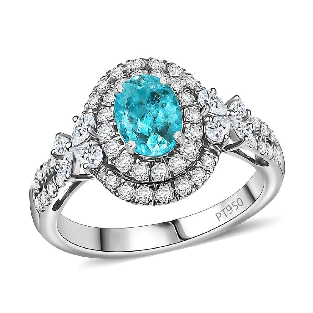 Certified Rhapsody AAAA Paraiba Tourmaline Diamond Ring in 950 Platinum 2.00 ctw With Free Paraiba Book
