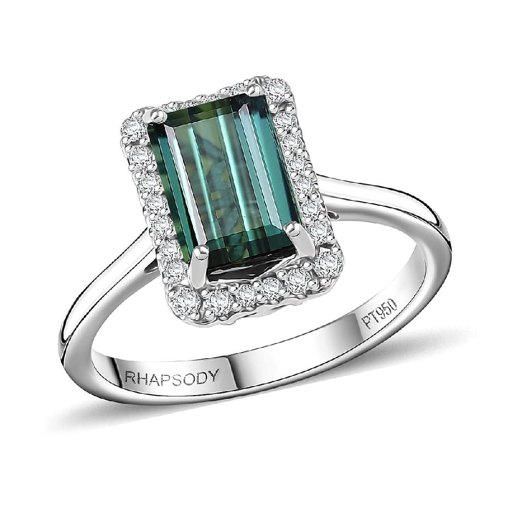 Certified Rhapsody AAAA Pirineu Lagoon Tourmaline Diamond Ring in 950 Platinum 2.51 ctw