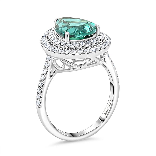 Certified Rhapsody AAAA Pirineu Lagoon Tourmaline Diamond Ring In 950 Platinum 4.35 Ctw