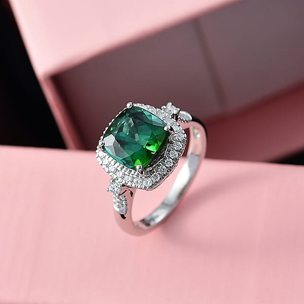 Certified Rhapsody AAAA Santa Rosa Tourmaline Diamond Ring In 950 Platinum 3.77 Ctw