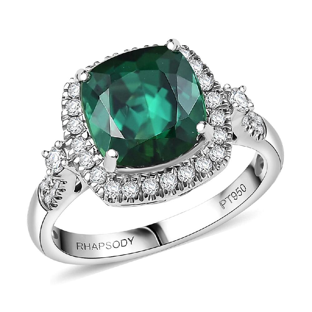Certified Rhapsody AAAA Santa Rosa Tourmaline Diamond Ring in 950 Platinum 3.77 ctw