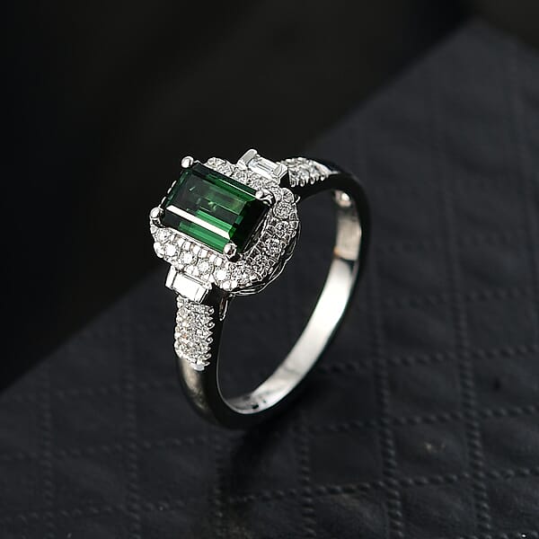 Certified Rhapsody AAAA Santa Rosa Tourmaline Diamond Ring In 950 Platinum 1.61 Ctw