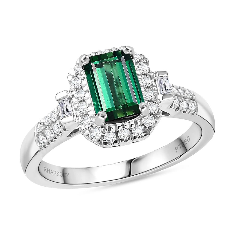 Certified Rhapsody AAAA Santa Rosa Tourmaline Diamond Ring in 950 Platinum 1.61 ctw