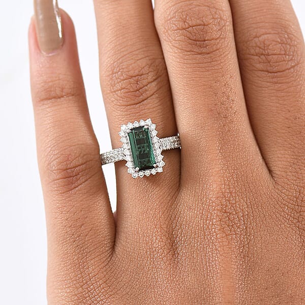 Certified Rhapsody AAAA Santa Rosa Tourmaline Diamond Ring In 950 Platinum 2.68 Ctw