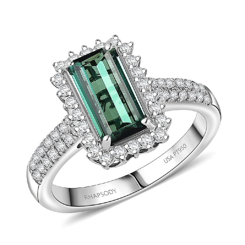 Certified Rhapsody AAAA Santa Rosa Tourmaline Diamond Ring in 950 Platinum 2.68 ctw