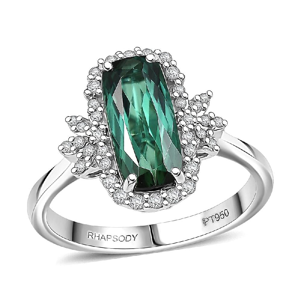 Certified Rhapsody AAAA Santa Rosa Tourmaline Diamond Ring in 950 Platinum 2.62 ctw