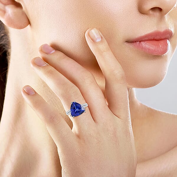 Certified Rhapsody AAAA Tanzanite And E-F VS Diamond 5.80 Ctw Solitaire Ring In 950 Platinum 6.10 Grams