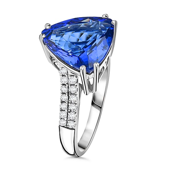 Certified Rhapsody AAAA Tanzanite And E-F VS Diamond 5.80 Ctw Solitaire Ring In 950 Platinum 6.10 Grams
