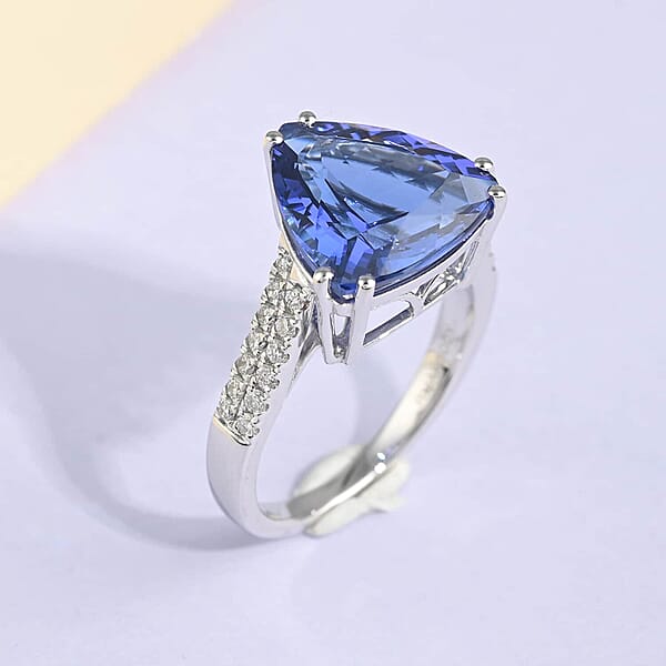 Certified Rhapsody AAAA Tanzanite And E-F VS Diamond 5.80 Ctw Solitaire Ring In 950 Platinum 6.10 Grams